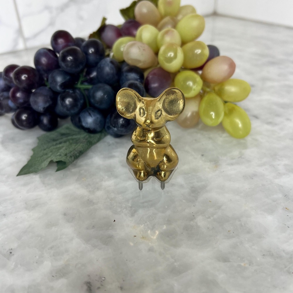 Vintage Solid Brass Mouse Cheese Pick Cheese Serving Accessory Host Gift